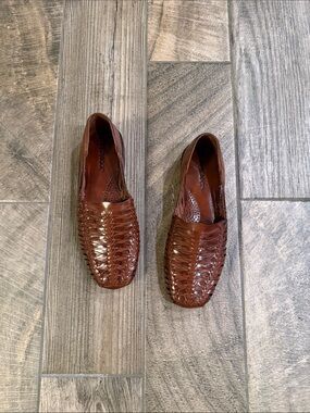 NWOT Brass Boot Brown Woven Leather Slip-On Loafers for Men